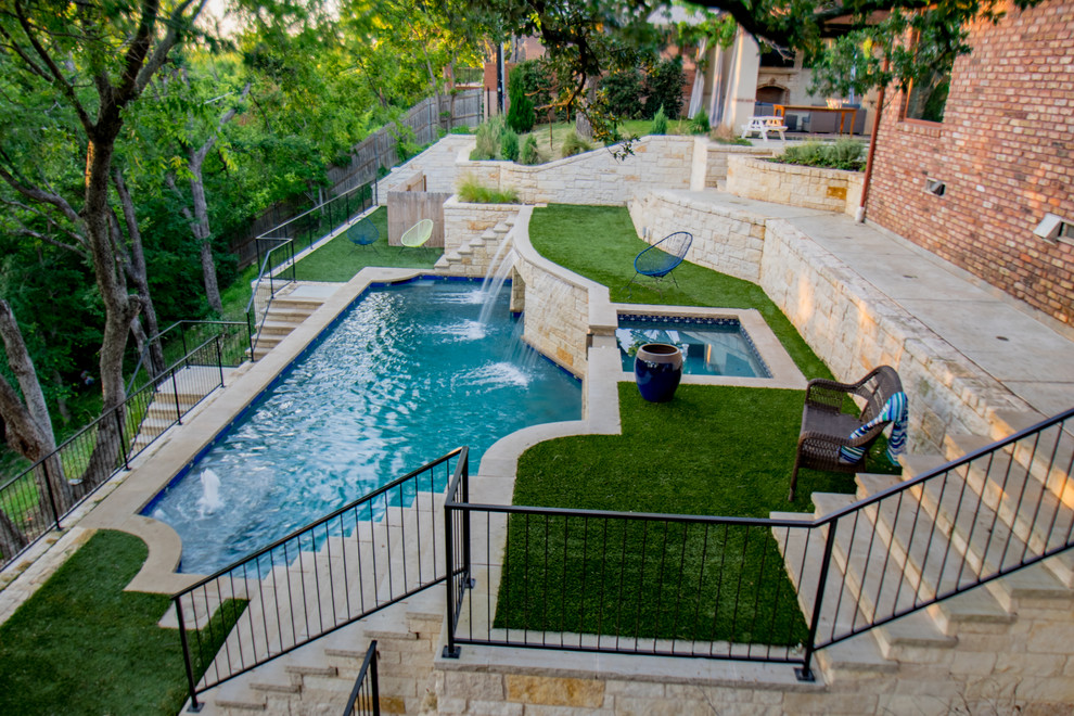 Fort Worth Extreme Hillside Pool Spa And Outdoor Living Modern Pool