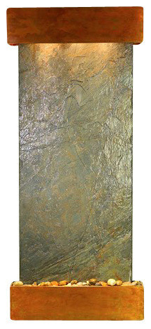 Inspiration Falls Wall Fountain, Rustic Copper, Green Slate, Square Frame