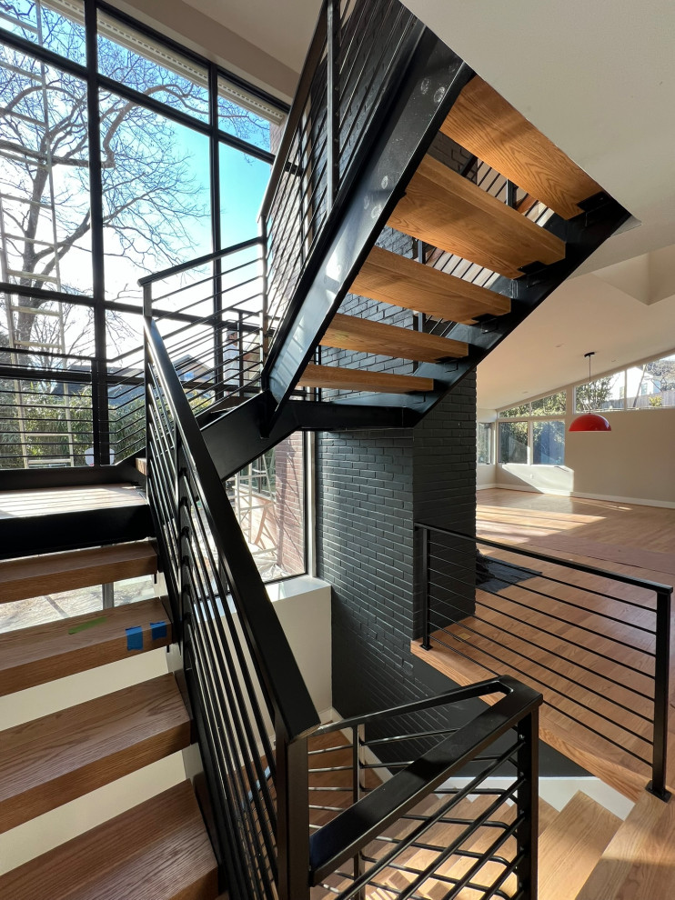 New metal staircase with metal railings