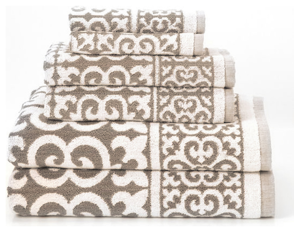 Arabesque 6Piece Cotton Bath Towel Set Contemporary Bath Towels