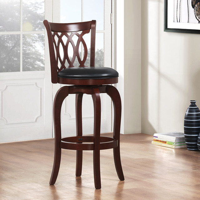 Tribecca Home Verona Cherry Scroll Back Swivel 29 Inch Barstool Tribecca Home Verona Cherry Scroll Back Swivel 29 Inch Barstool Contemporary Bar Stools And Counter By Com