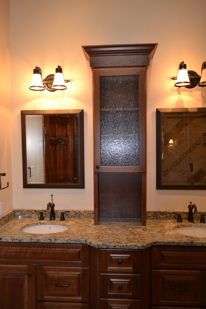 Vanity storage tower with seedy glass