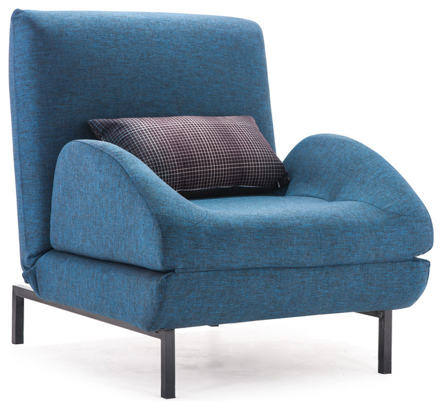 Conic Arm Chair Sleeper, Sleeper Cowboy Blue Body & Shadow Grid Cushion