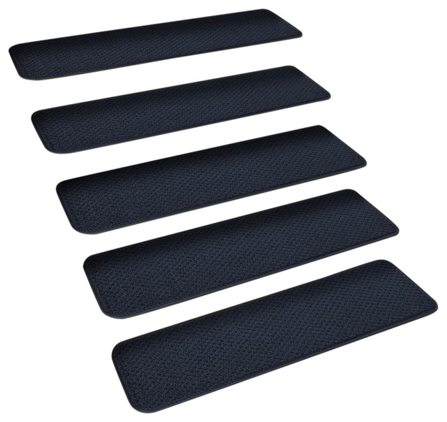 Set of 15 SkidResistant Carpet Stair Treads Navy Blue Contemporary