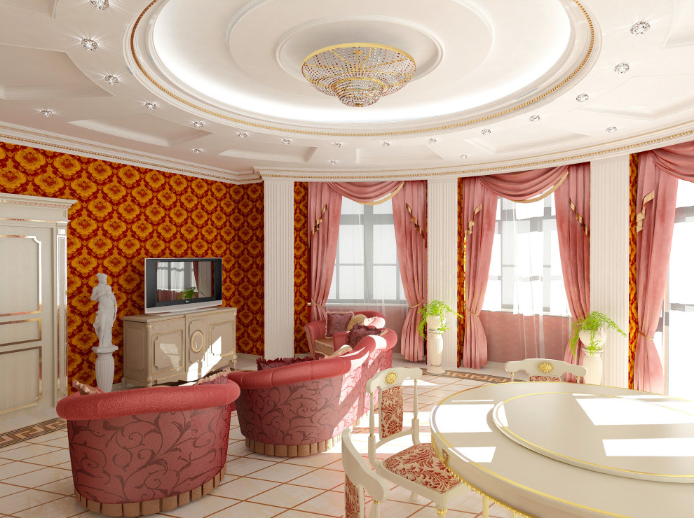 Гостиная-кухня дома, расположенного в городе Гудермес.