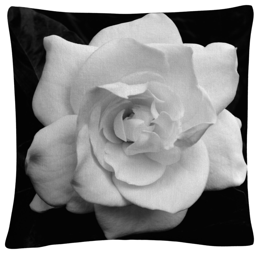 Kurt Shaffer 'Gardenia, Black and White' Decorative Throw Pillow