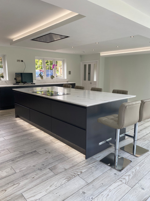 Matt Graphite and Light Grey Handleless Kitchen contemporary-kitchen