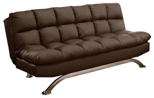 Furniture Of America Preston Faux Leather Tufted Sleeper Sofa In Dark Brown Contemporary Futons By Homesquare Houzz Furniture Of America Preston Faux, Modern Faux Leather Sleeper Sofa