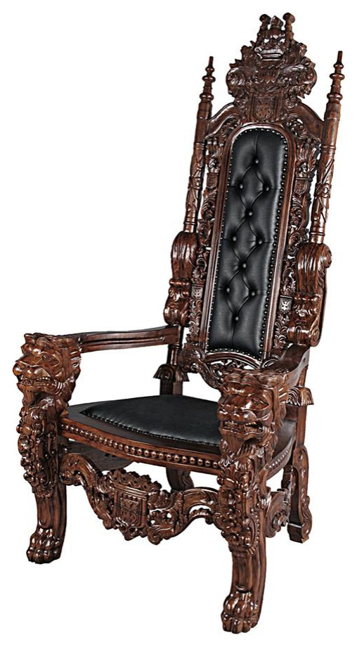 Lord Raffles Throne Withfaux Black Leather Victorian Armchairs And Accent Chairs By Design Toscano