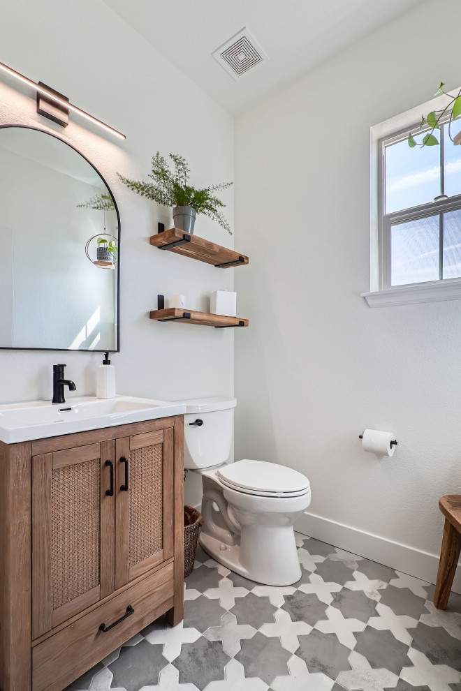 Whole Home Finish Upgrade + Built-in Design - Farmhouse - Powder Room ...