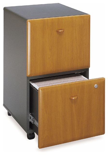 Mobile Cherry Colored Two Drawer Filing Cabinet Series A