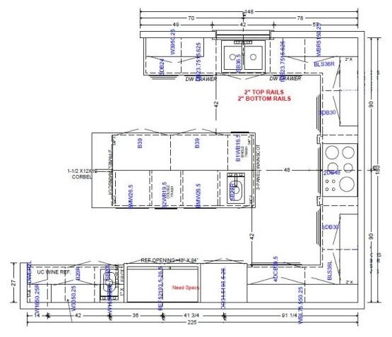 Aisle Spacing Question:Min Distance b/n Prep Sink and Range