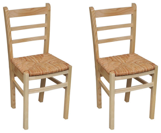 VidaXL Set of 2 Wooden Dinning Chairs, Natural Varnish