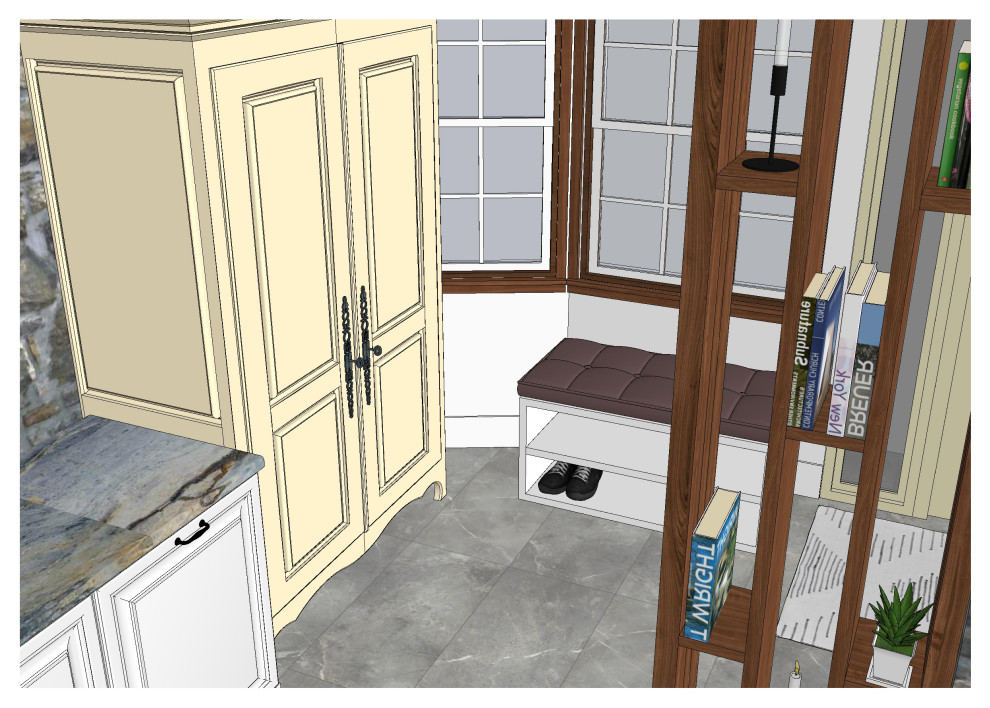 Кухня с большим островом в частном доме в США