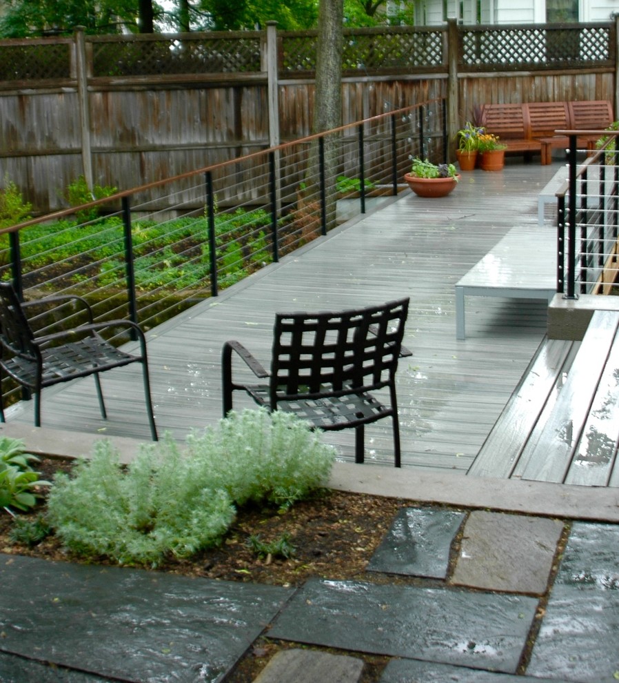 Photo of a mid-sized contemporary patio in Boston.