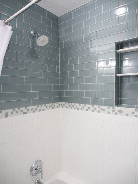 Lush 3x6 Glass Subway Tile Installations Eclectic