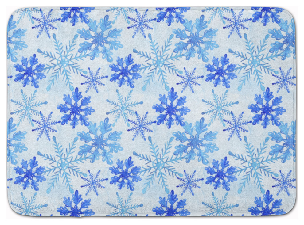 Caroline's Treasures Blue Snowflakes Watercolor Floor Mat