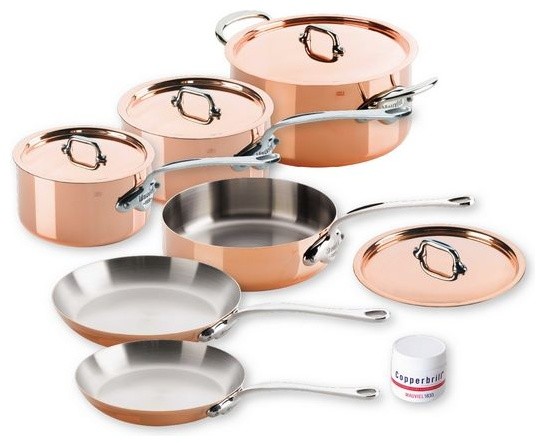 Mauviel M'150s Copper & Stainless Steel Cookware Set, 10 pieces, Cast Stainless
