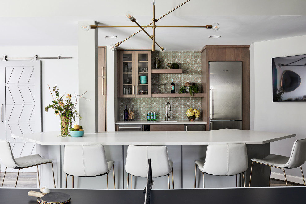 Contemporary home bar in Other.