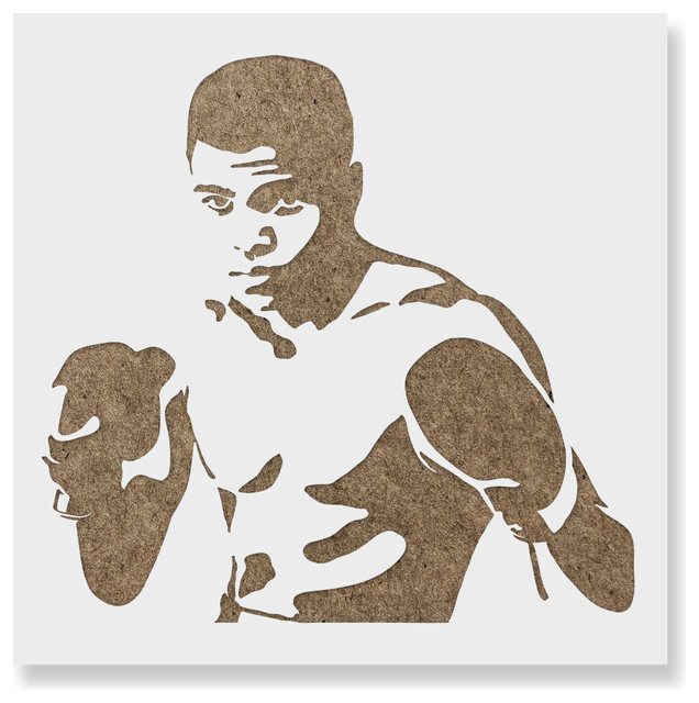 Muhammad Ali Stencil On Reusable Mylar For Crafts Contemporary Wall Stencils By Stencil muhammad-ali-stencil