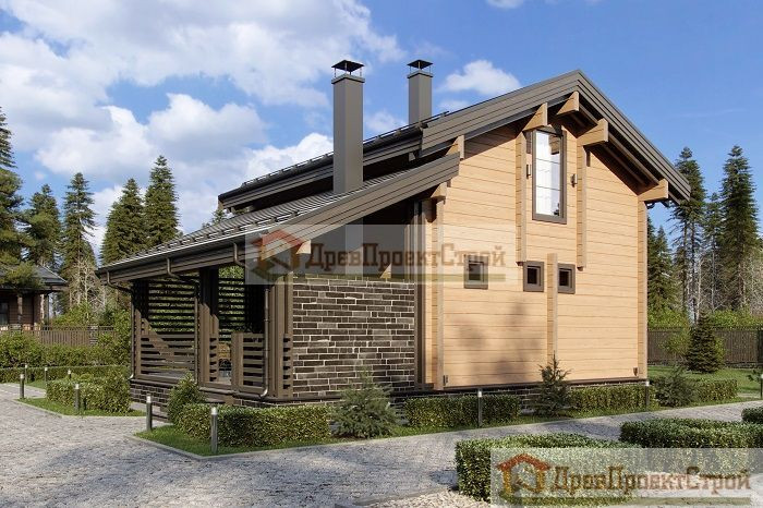 Проект бани № 159. Баня из бруса массива естественной влажности 140 х 140,  106,