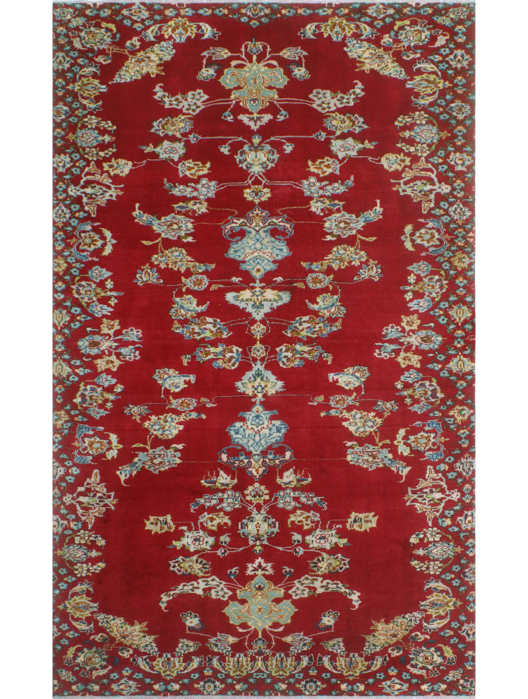 Fine Vintage Distressed Skyler Red/Blue Rug, 5'6x9'4, 5'6x9'4 Traditional Area Rugs by