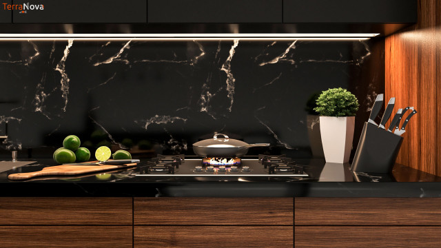 Cocina Negra con Madera modern-kitchen