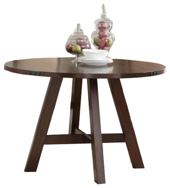Round Rubber Wood Dining Table Brown