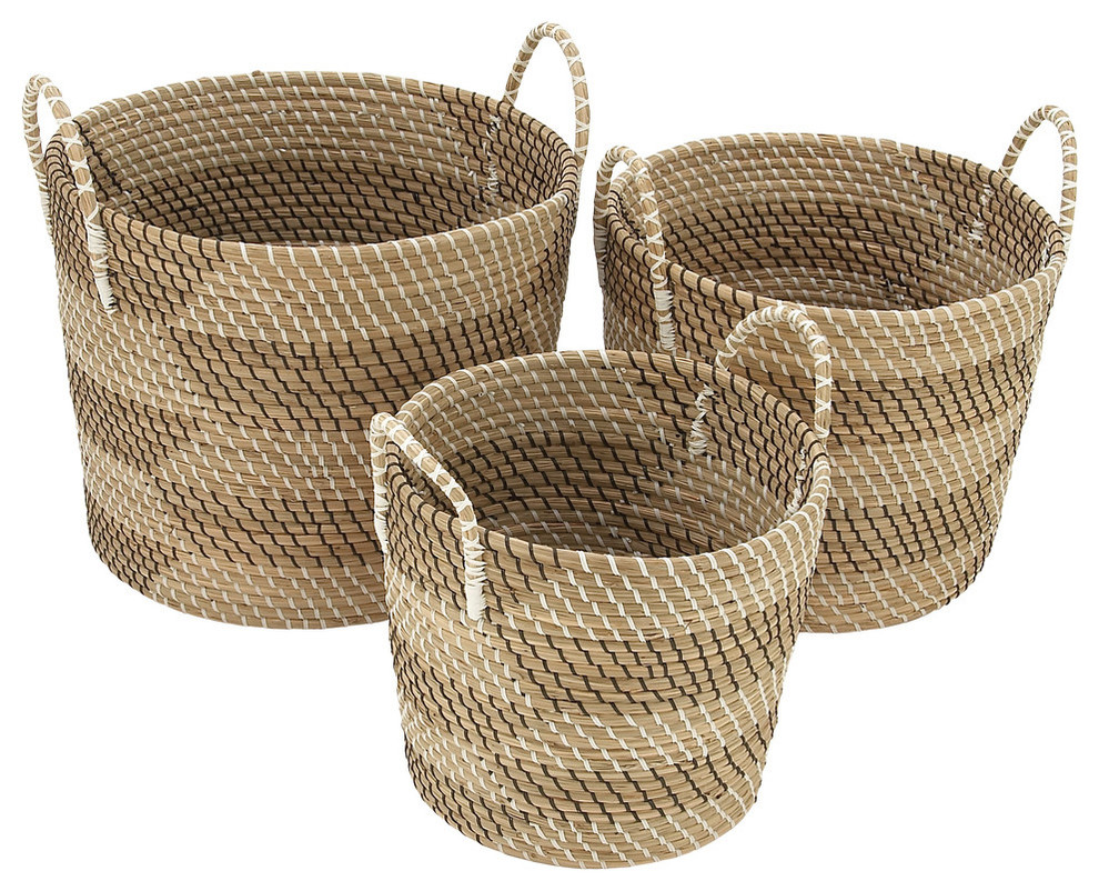 Sea Grass Baskets, 3Piece Set Beach Style Baskets by Brimfield & May