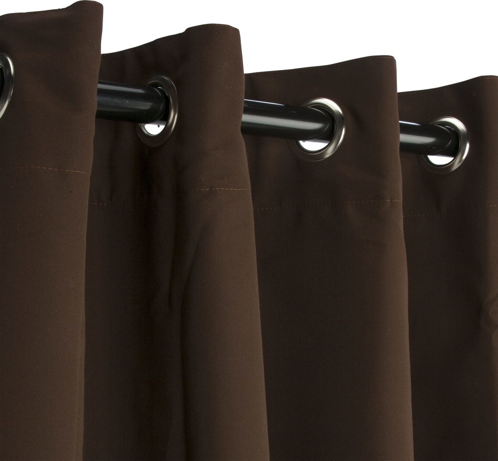 Sunbrella Outdoor Curtain With Grommets, Bay Brown