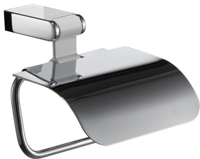 Iris Toilet Paper Holder With Lid, Polished Chrome