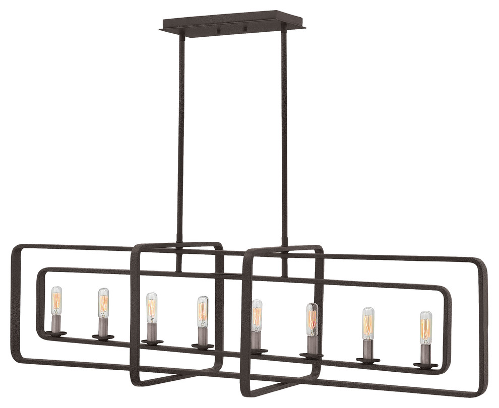 Hinkley Quentin 8Light Linear Chandelier In Aged Zinc Transitional