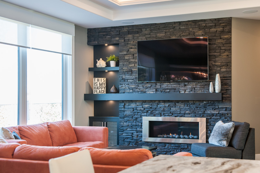 Inspiration for a transitional home design remodel in Edmonton