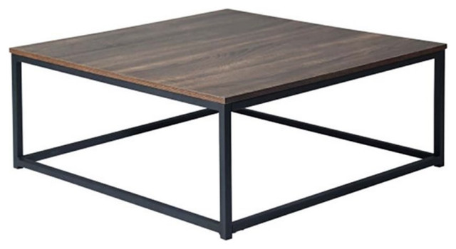 CRO Decor Square Coffee Table with Iron Metal Frame in Brown ...