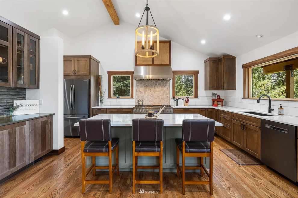 Inspiration for a rustic kitchen remodel in Seattle