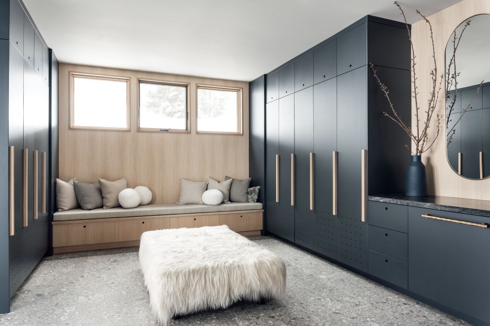 Design ideas for a contemporary wardrobe in Salt Lake City with a feature wall.