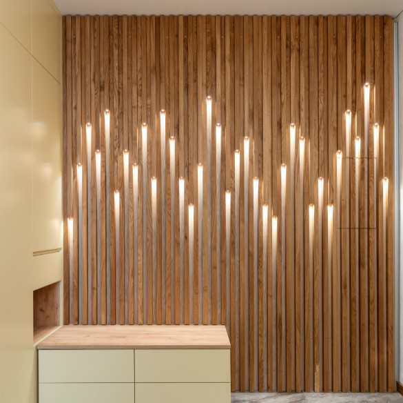 Стеновая панель с подсветкой - Дуб
