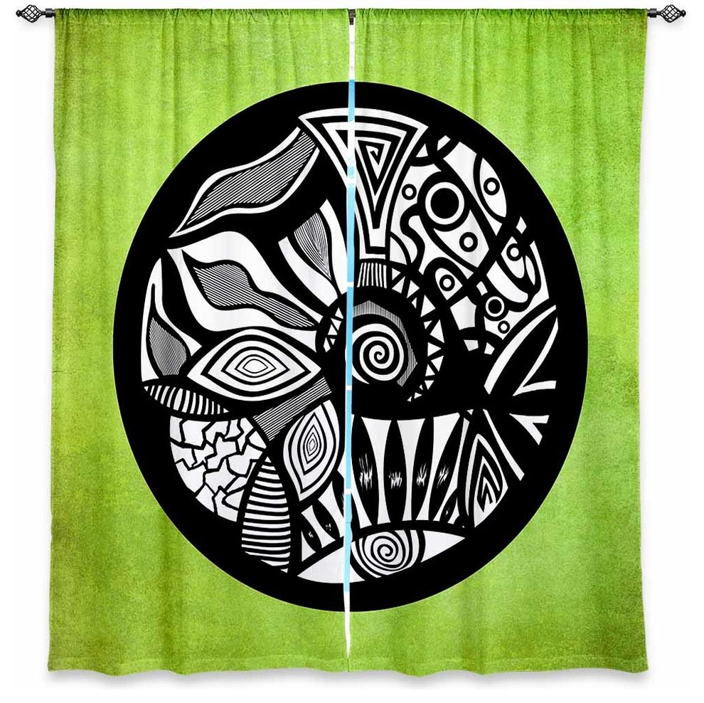 Abstract Circle Verde Window Curtains, 80"x82", Lined