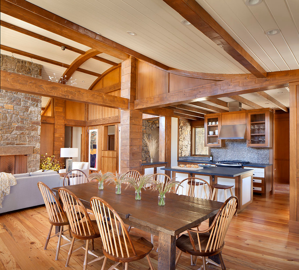 Inspiration for a rustic dining room remodel in Boston