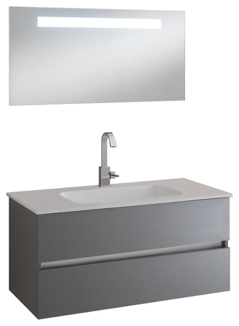 Bali 3-Piece Wall-Mounted Bathroom Vanity Unit, 100 cm, Lead