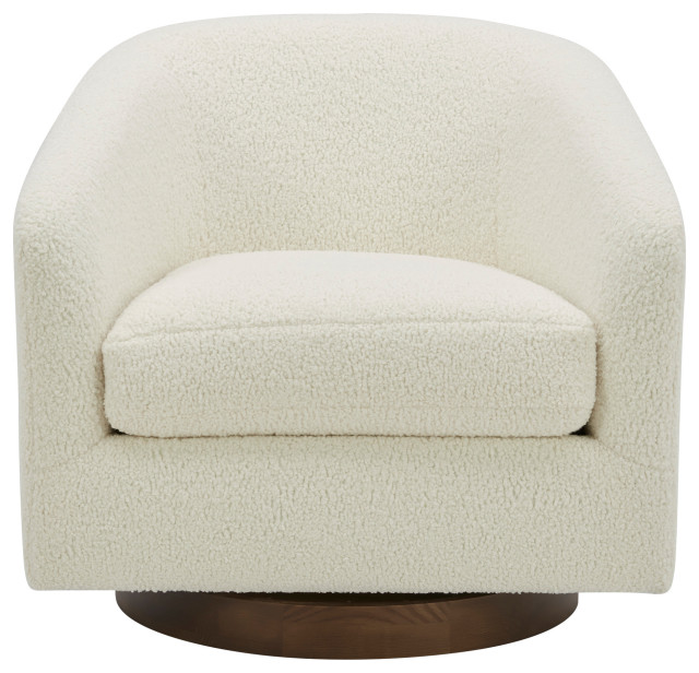 Oscy Swivel Chair Vegan Shearling White Contemporary Armchairs And