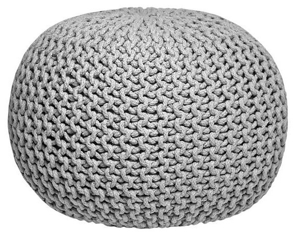 Knitted Pouffe, Light Grey, Small