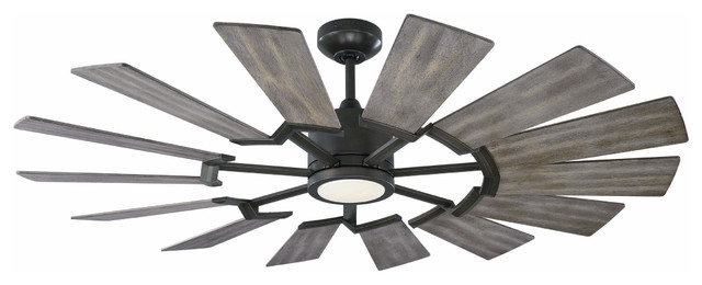 14 Blade Windmill Ceiling Fan Aged Pewter 52