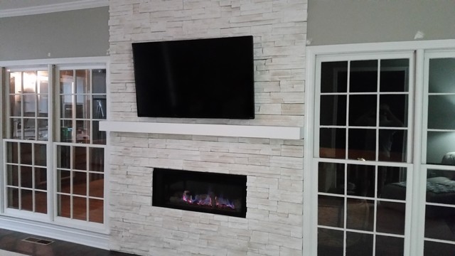 Roswell Contemporary Fireplace Remodel With Valor L1
