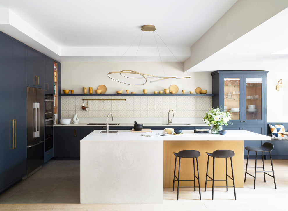 This is an example of a contemporary kitchen in London.