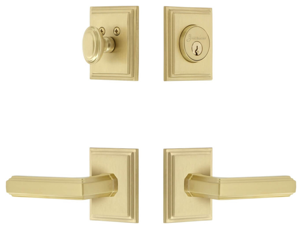 Grandeur Carre Square Rosette Entry Set with Carre Lever Transitional