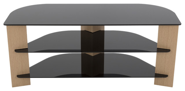 Varano Tv Stand Oak And Black Glass