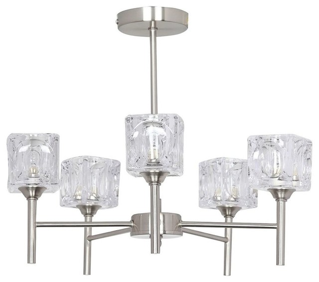 Ice Cube 5 Light Satin Chrome Ceiling
