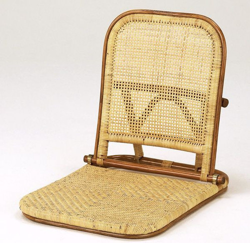 上質な 薄型 籐 折りたたみ式 座椅子 アジロ編