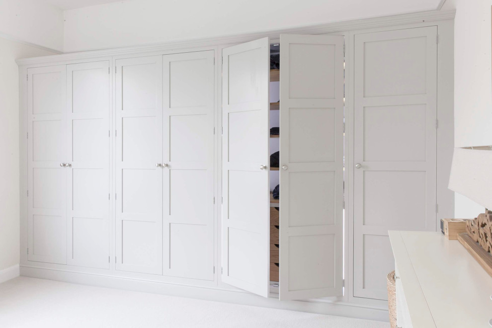 Modern storage and wardrobe in Gloucestershire with shaker cabinets.